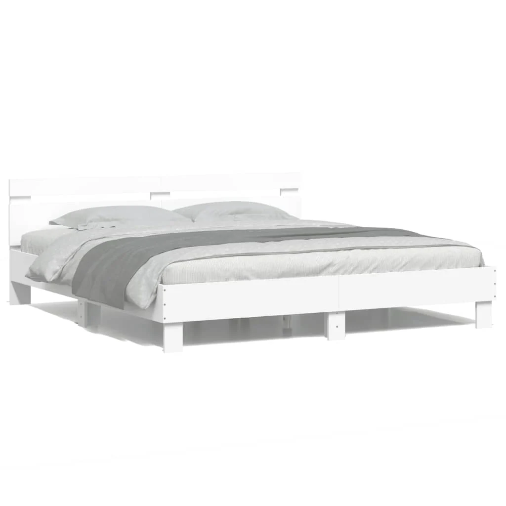 Bed Frame with Headboard and LED White 180x200 cm Super King Size Questions & Answers